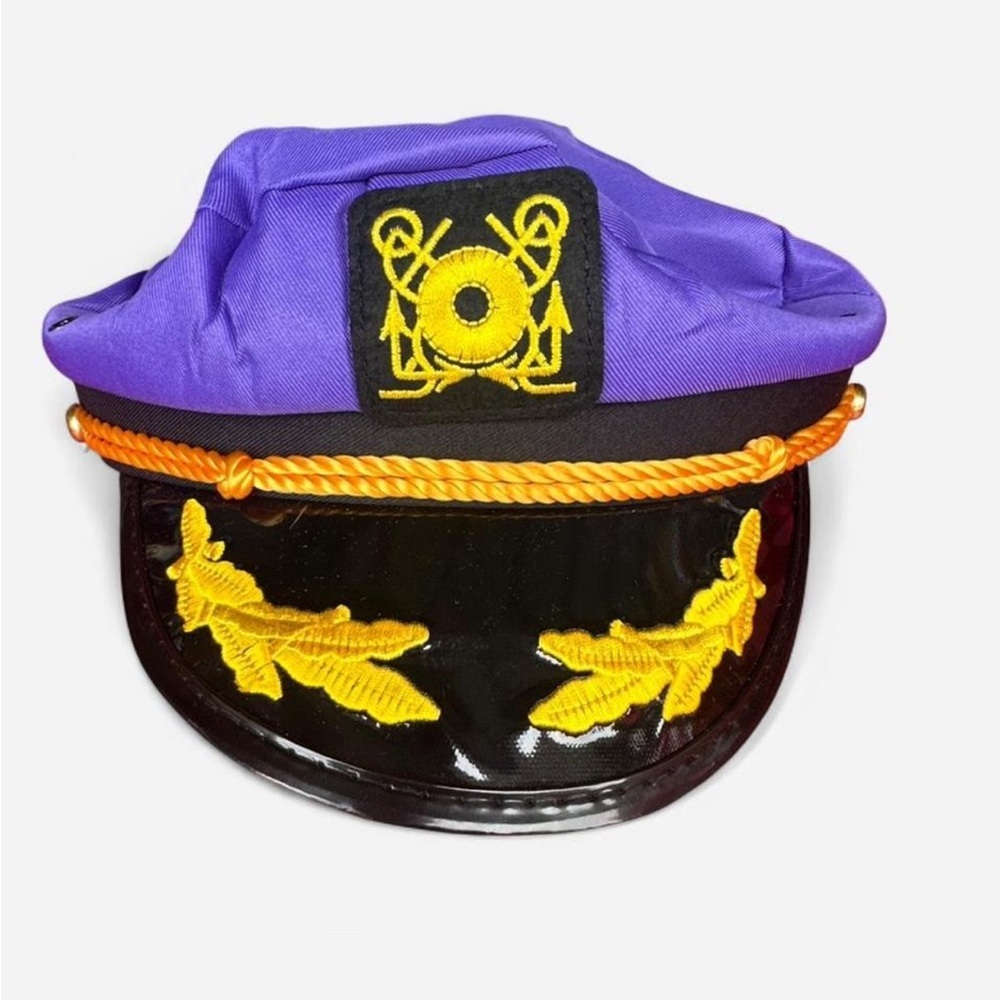 Purple Captain's Hat with Gold Embroidery